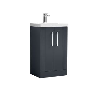 500mm Floor Standing 2 Door Vanity & Basin 3 - Nuie DPF1423D Black
