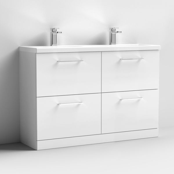 1200mm Floor Standing 4 Drawer Vanity & Double Basin 2 - Nuie ARN133F 0