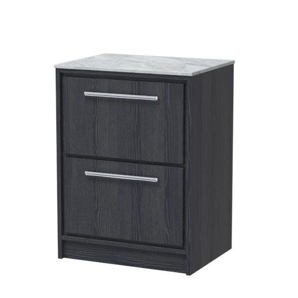 600mm Floor Standing 2-Drawer Vanity with Marble Worktop - Hudson Reed LIL2233GMT Grey, Grey colour 0