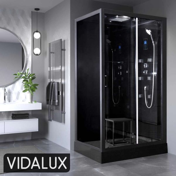 Vidalux Fusion 1200 x 900 Luxury Steam Shower Cabin, Black colour ,image 4