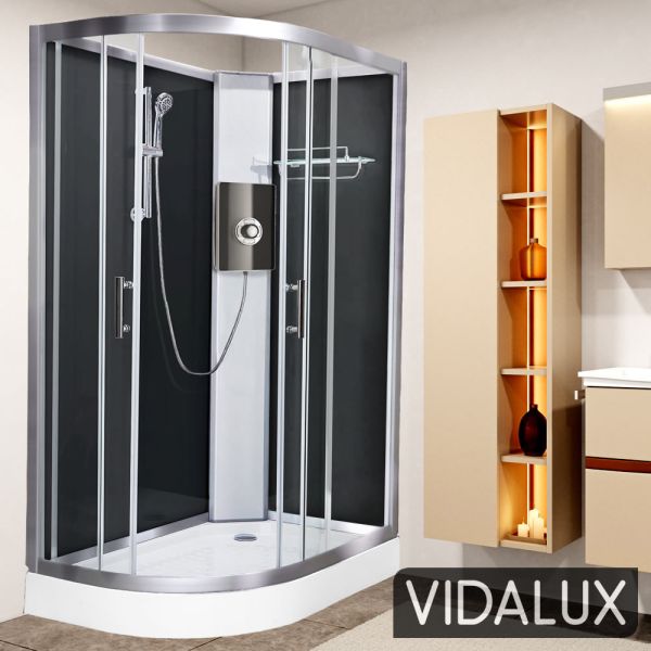 Vidalux Pure E Black 1200 x 800 Electric Right Shower Cabin, Black colour ,image 1