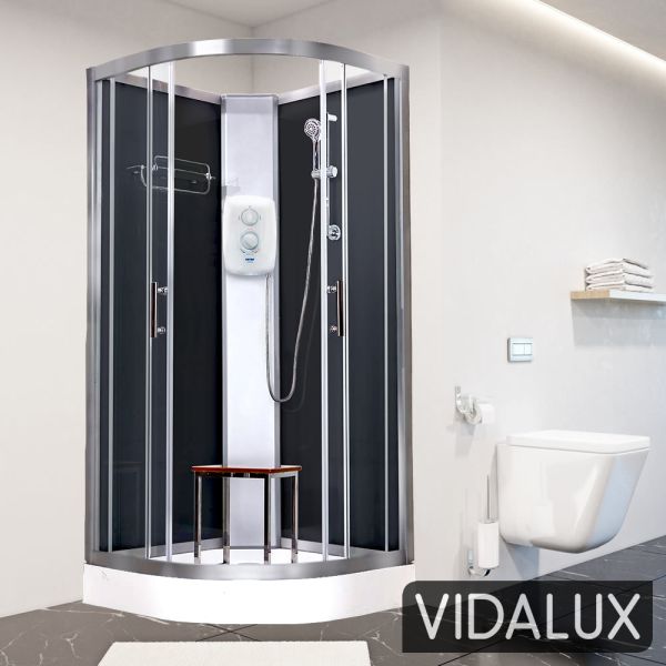 Vidalux Pure E Black 800 x 800 Electric Shower Cabin ,image 1