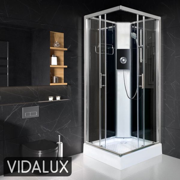 Vidalux Pure E Square 800 x 800 Black Electric Shower Cabin, Black colour ,image 4