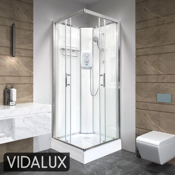Vidalux Pure E Square 800 x 800 White Electric Shower Cabin, White colour ,image 3