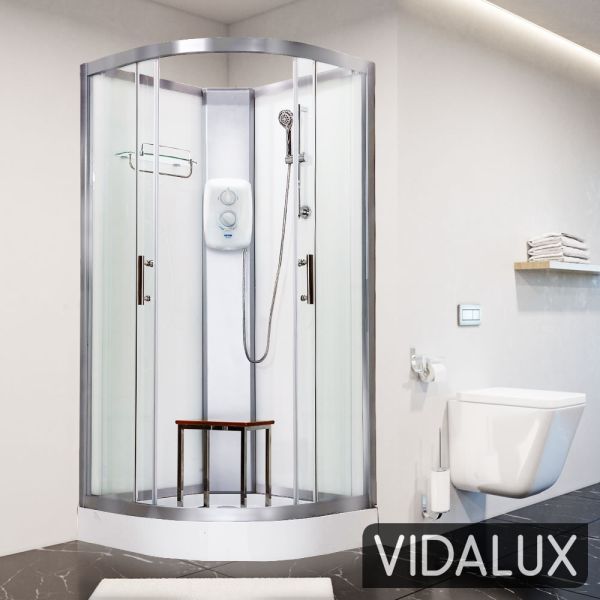 Vidalux Pure E White 800 x 800 Electric Shower Cabin, White colour ,image 1