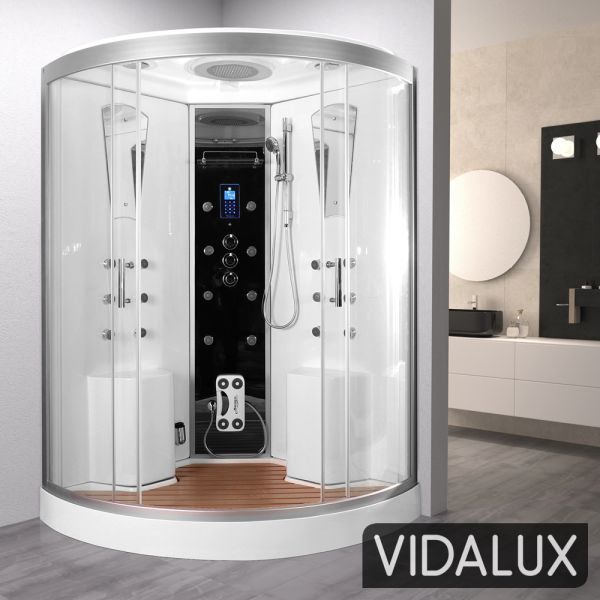 Vidalux Selsey Twin 1300 x 1300 2 Person Steam Shower Cabin, White colour ,image 1