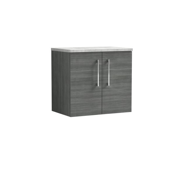 600mm Wall Hung 2 Door Vanity & Laminate Top - Nuie ARN523LBG Grey, Grey colour ,image 1