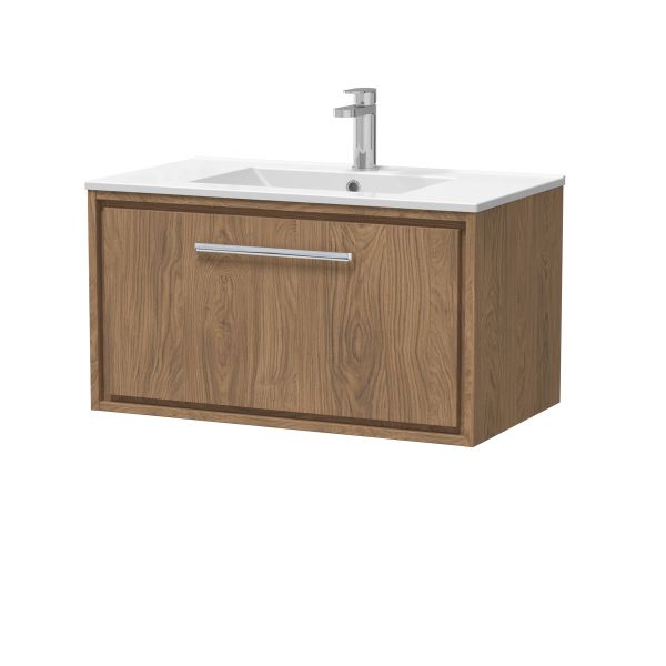 800mm Single Drawer Vanity with Basin - 1 Tap Hole - Hudson Reed LIL2725C Oak, Oak colour ,image 1