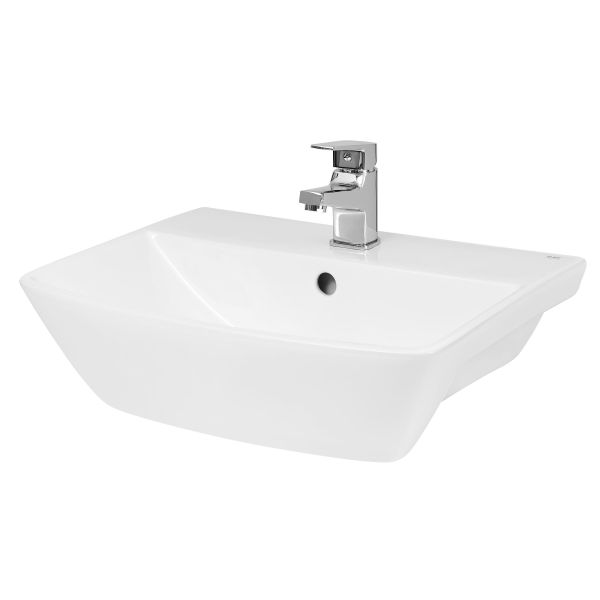 Lynx Semi Recessed Basin - Hudson Reed SRB005 White, White colour ,image 1