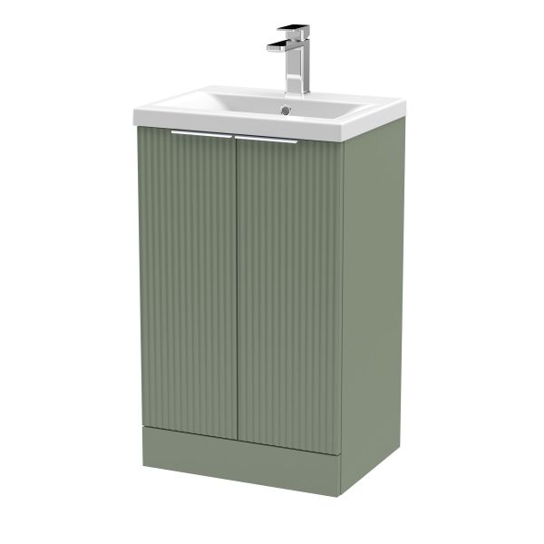 500mm Floor Standing 2 Door Vanity & Basin 1 - Hudson Reed DFF823A Green, Green colour ,image 1