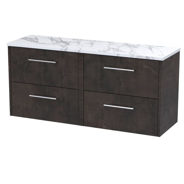 1200 Wall Hung 4-Drawer Vanity & Laminate Worktop - Hudson Reed JNU2624LCM2 Brown, Brown colour ,image 1