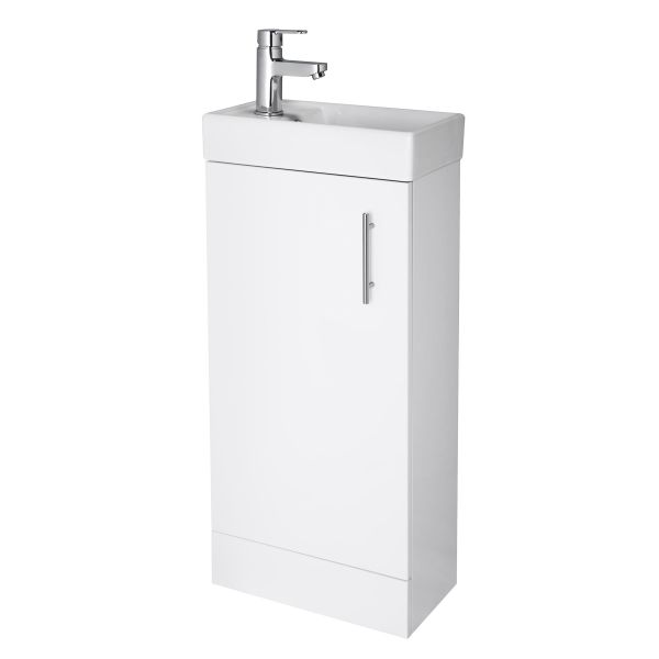 400mm Floor Standing Vanity & Basin - Nuie NVX192 Gloss White, White colour ,image 1