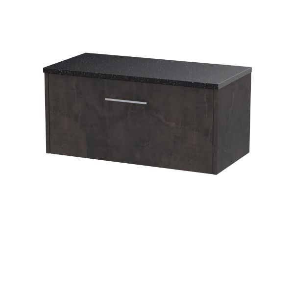 800mm Wall Hung 1 Drawer Vanity & Worktop - Hudson Reed JNU2625LSB Brown, Brown colour ,image 1