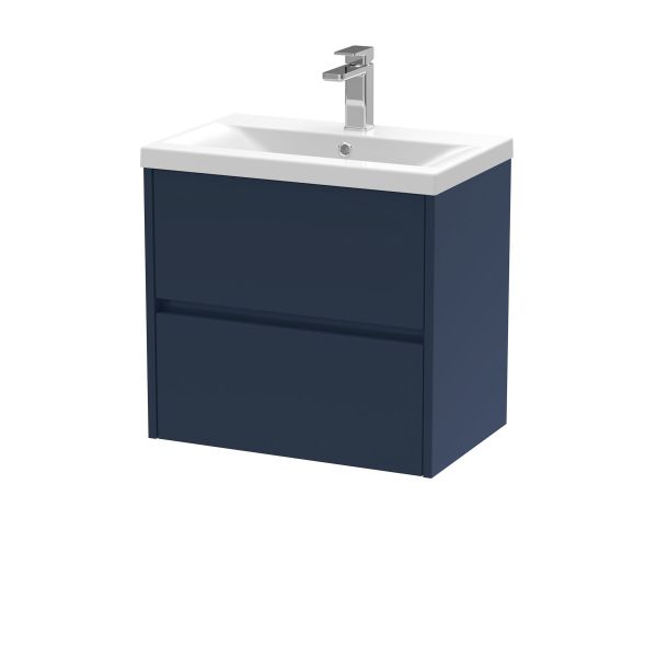 600mm Wall Hung 2-Drawer Unit & Basin 1 - Nuie HAV2904A Blue, Blue colour ,image 1