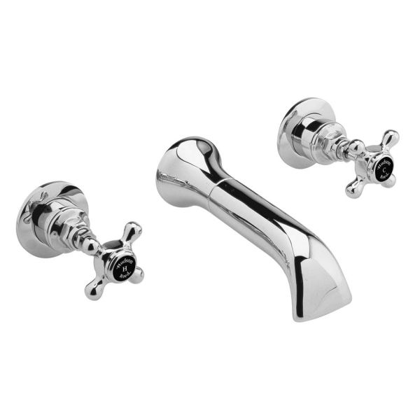 3 Tap Hole Wall Mounted Basin Mixer - Hudson Reed BC417HX Chrome, Chrome colour ,image 1