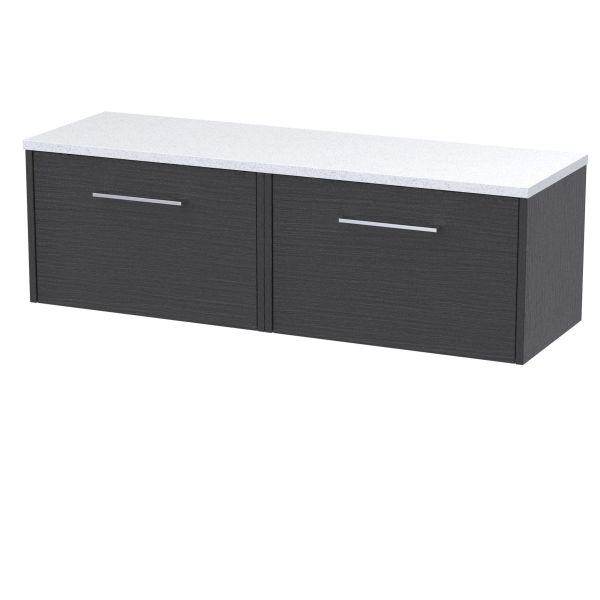 1200 Wall Hung 2-Drawer Vanity & Laminate Worktop - Hudson Reed JNU2222LSW2 Grey, Grey colour ,image 1