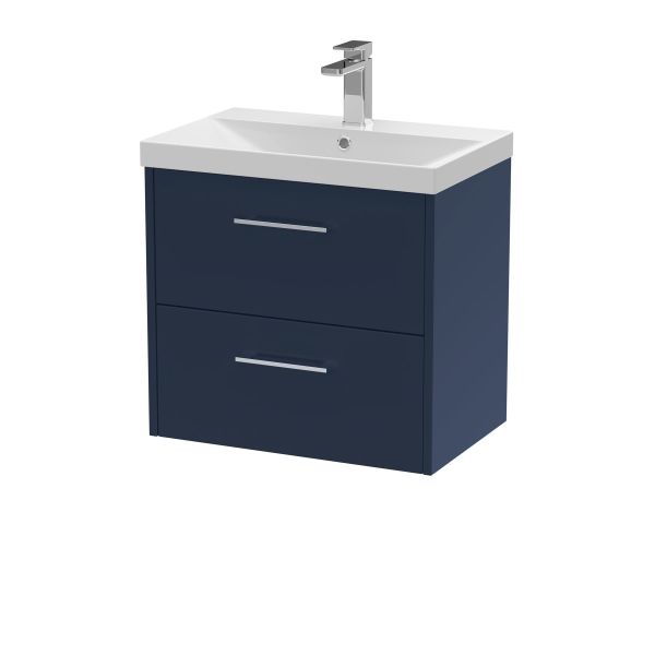 600mm Wall Hung 2-Drawer Vanity & Basin 3 - Hudson Reed JNU2924D Blue, Blue colour ,image 1