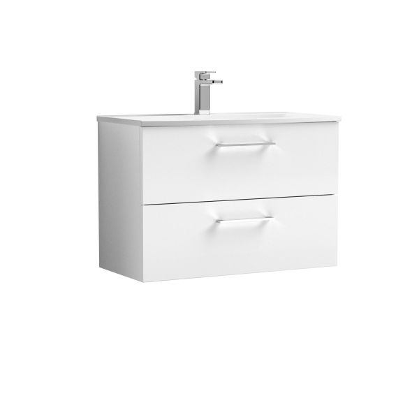 800mm Wall Hung 2 Drawer Vanity & Basin 4 - Nuie ARN126G White, White colour ,image 1
