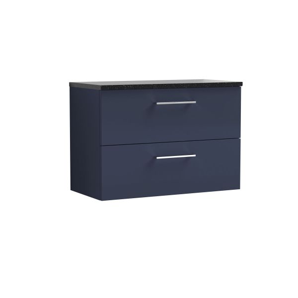 800mm Wall Hung 2-Drawer Vanity & Laminate Worktop - Nuie ARN2926LSB Blue, Blue colour ,image 1