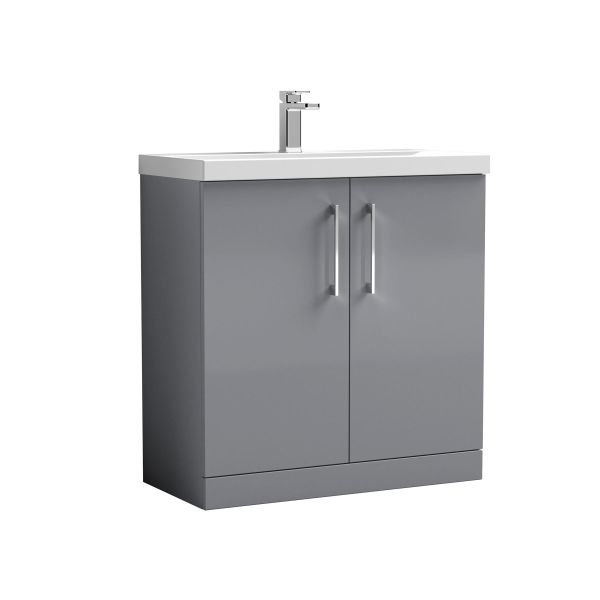 800mm Floor Standing 2 Door Vanity & Basin 3 - Nuie ARN2205D Grey, Grey colour ,image 1