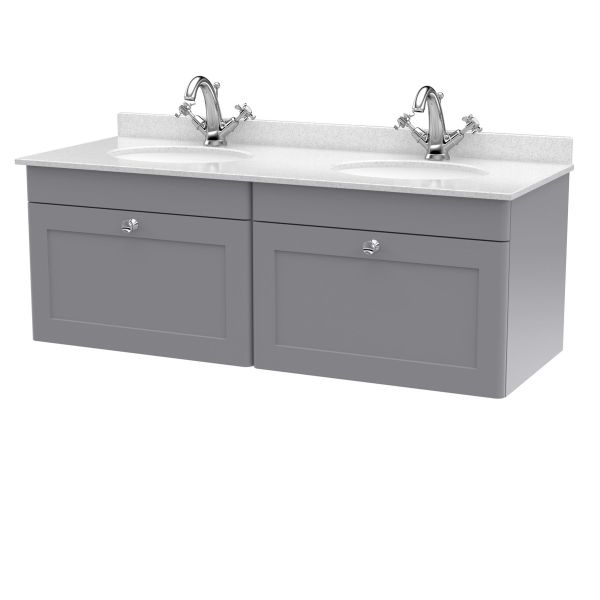 1200mm Wall Hung 2 Drawer Vanity & Marble Top - Nuie CLC294WR2 Grey, Grey colour ,image 1
