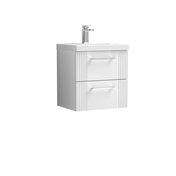 500mm Wall Hung 2 Drawer Vanity & Basin 1 - Nuie DPF192A White, White colour ,image 1