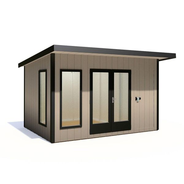 Cali 12 x 8 Pent Garden Office with Storage, Brown colour ,image 1