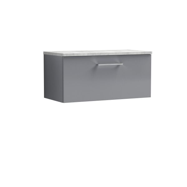 800mm Wall Hung Single Drawer Vanity & Laminate Top - Nuie ARN2225LBG Grey, Grey colour ,image 1