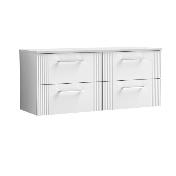1200mm Wall Hung 4 Drawer Vanity & Worktop - Nuie DPF193W2 White, White colour ,image 1