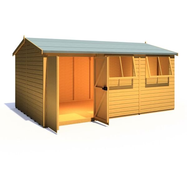 Atlas 10 x 15 Double Door Loglap Shed - Reverse Apex