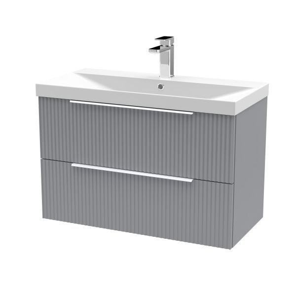 800mm Wall Hung 2 Drawer Vanity & Basin 3 - Hudson Reed DFF295D Grey, Grey colour ,image 1