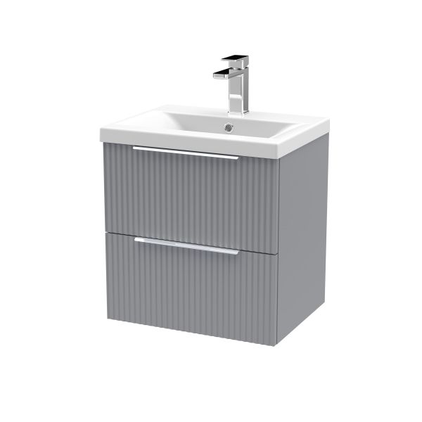 500mm Wall Hung 2 Drawer Vanity & Basin 1 - Hudson Reed DFF292A Grey, Grey colour ,image 1