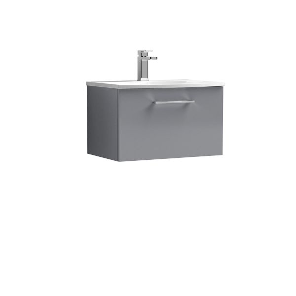 600mm Wall Hung 1 Drawer Vanity & Basin 4 - Nuie ARN2222G Grey, Grey colour ,image 1