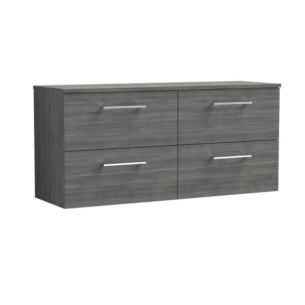 1200mm Wall Hung 4 Drawer Vanity & Worktop - Nuie ARN524W2 Grey, Grey colour ,image 1