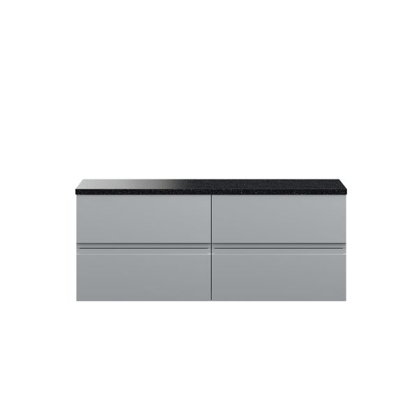 1200mm Wall Hung 4-Drawer Unit & Laminate Worktop - Hudson Reed URB204LSB2 Grey, Grey colour ,image 1
