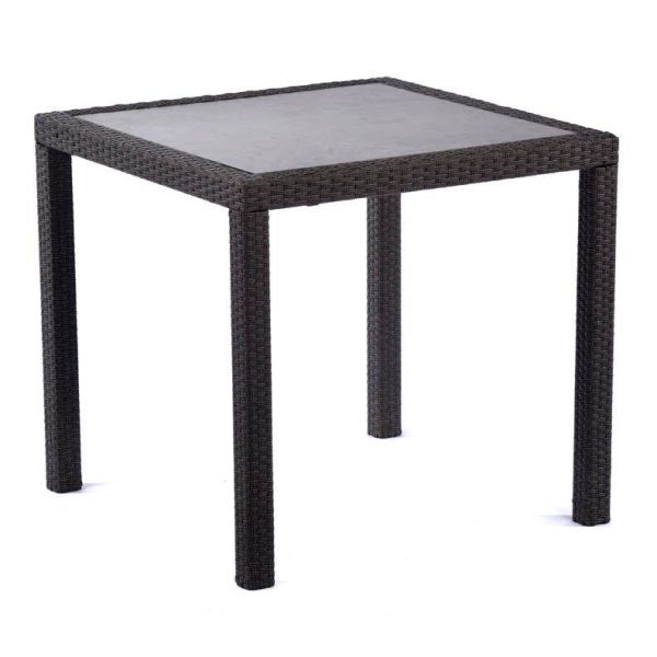 Oasis 800 x 800 Rattan Glass Top Table - Dark Grey, Grey colour ,image 1