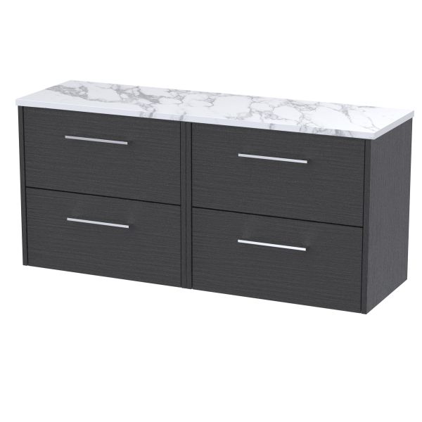 1200 Wall Hung 4-Drawer Vanity & Laminate Worktop - Hudson Reed JNU2224LCM2 Grey, Grey colour ,image 1