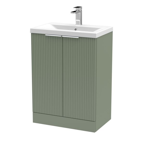 600mm Floor Standing 2 Door Vanity & Basin 1 - Hudson Reed DFF825A Green, Green colour ,image 1