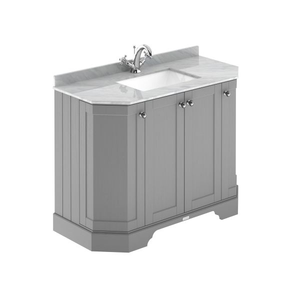 1000mm 4-Door Angled Unit & Marble Top 1TH - Hudson Reed LOF284 Storm Grey, Grey colour ,image 1