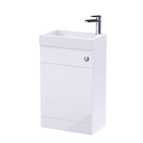500mm Basin & WC Unit - Nuie PRC141B Gloss White, White colour ,image 1