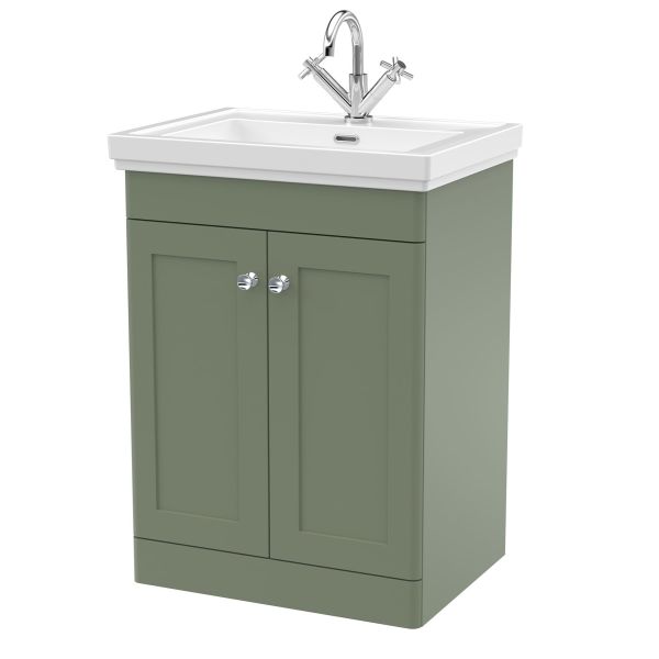 600mm Floor Standing 2-Door Vanity & Basin 1TH - Nuie CLC825A Green, Green colour ,image 1