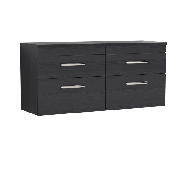 1200mm Wall Hung 4-Drawer Unit & Laminate Worktop - Nuie ATH047LSB2 Black, Black colour ,image 1