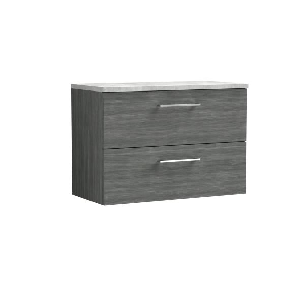 800mm Wall Hung 2 Drawer Vanity & Laminate Top - Nuie ARN526LBG Grey, Grey colour ,image 1