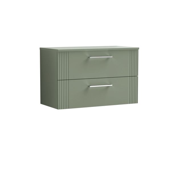 800mm Wall Hung 2 Drawer Vanity & Worktop - Nuie DPF895W Green, Green colour ,image 1
