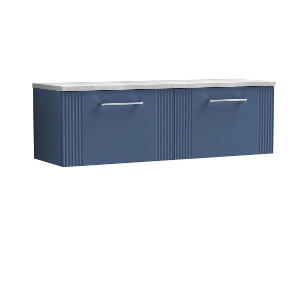 1200 Wall Hung 2-Drawer Vanity & Laminate Worktop - Nuie DPF394LBG2 Blue, Blue colour ,image 1