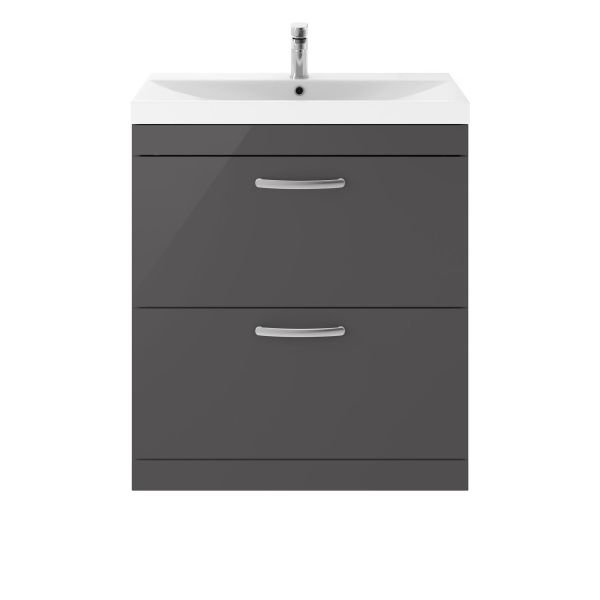 800mm Floor Standing Cabinet With Basin 3 - Nuie ATH079D Gloss Grey, Grey colour ,image 1