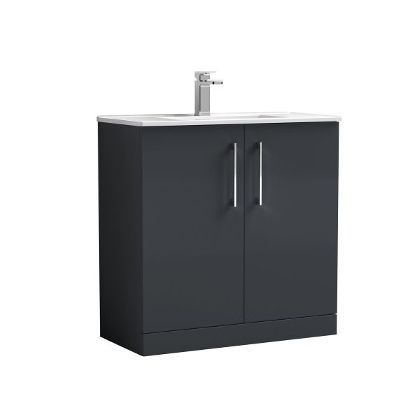 800mm Floor Standing 2 Door Vanity & Basin 2 - Nuie ARN1405B Black, Black colour ,image 1
