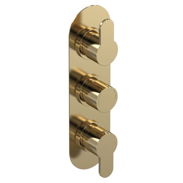 Triple Thermostatic Valve - Nuie ARV8TR02 Brushed Brass, Brass colour ,image 1