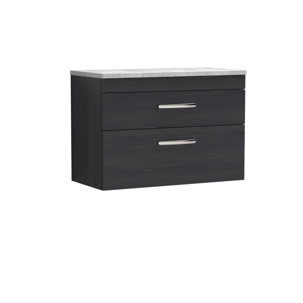 800mm Wall Hung Vanity With Grey Worktop - Nuie ATH068LBG Charcoal Black, Hacienda Black colour ,image 1