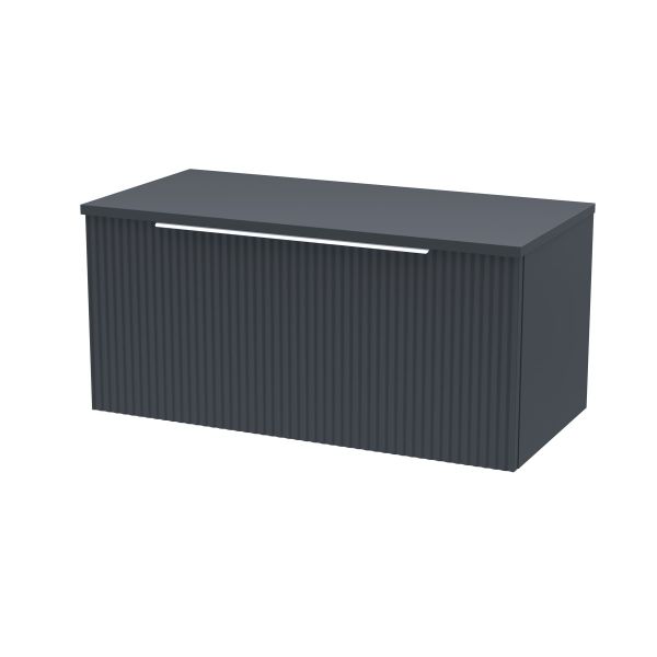 800mm Wall Hung Single Drawer Vanity & Worktop - Hudson Reed DFF1496W Black, Black colour ,image 1